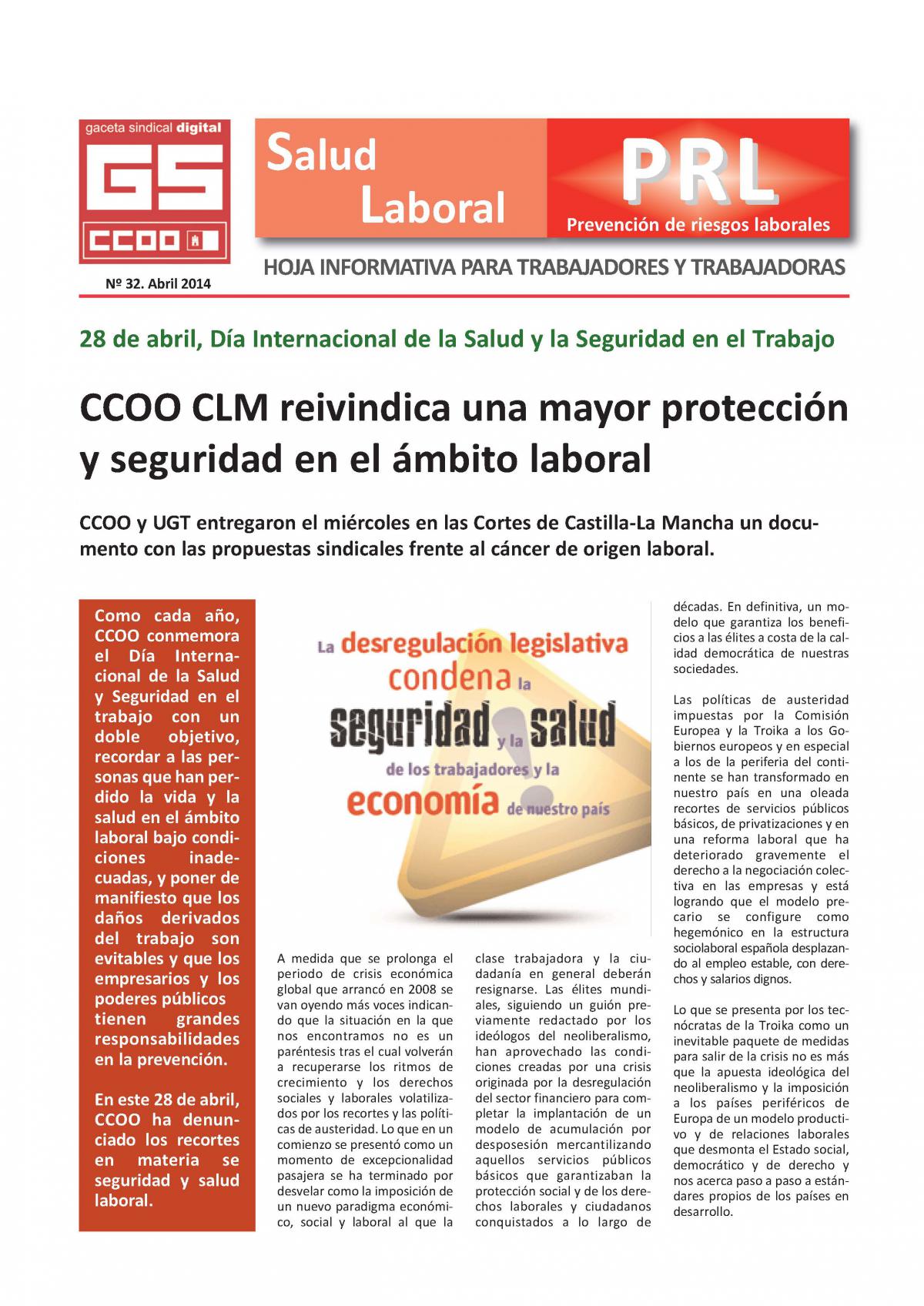 Hoja Salud Laboral CCOO CLM