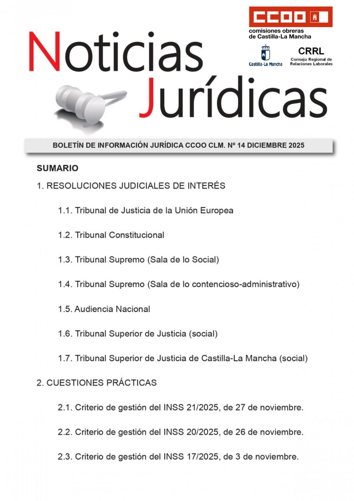 Boletín de noticias jurídicas