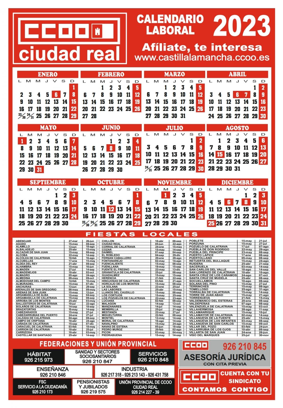Calendario laboral 2023 Ciudad Real