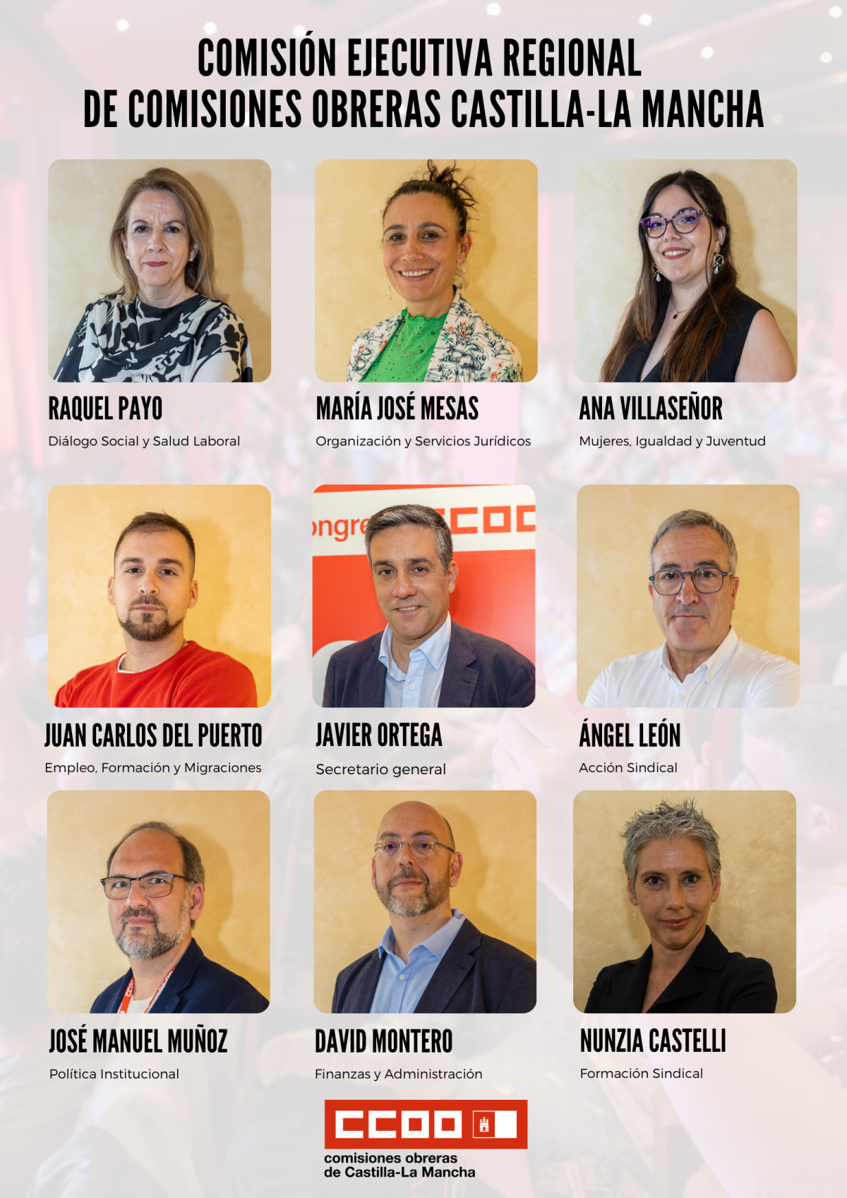 Integrantes de la Ejecutiva elegida en el XI Congreso Regional
