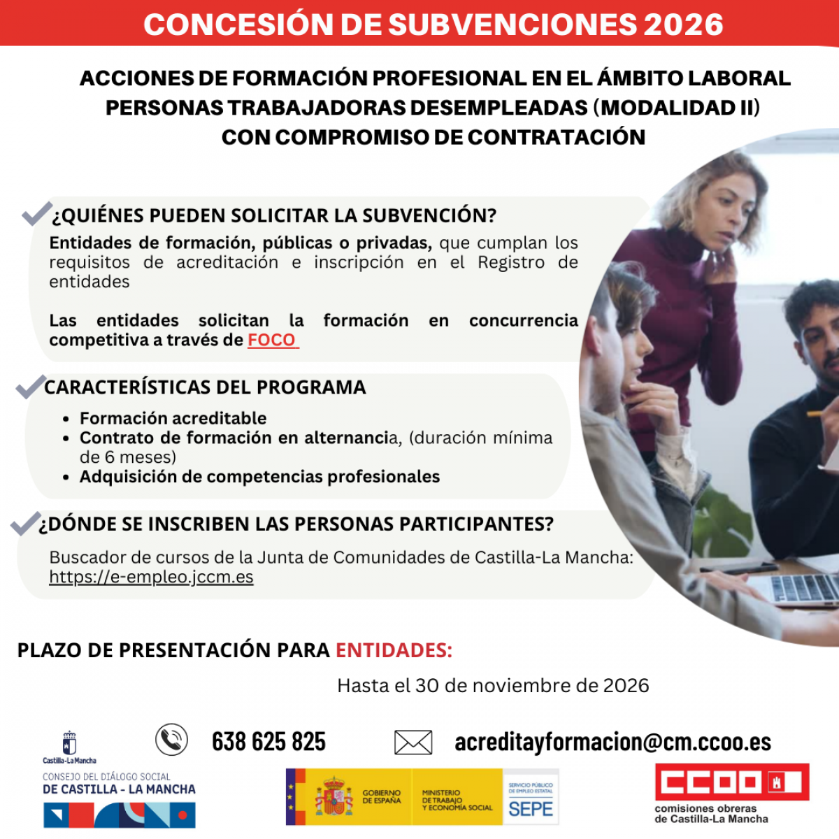 Acciones de formación profesional para desempleado/as con compromiso de contratación
