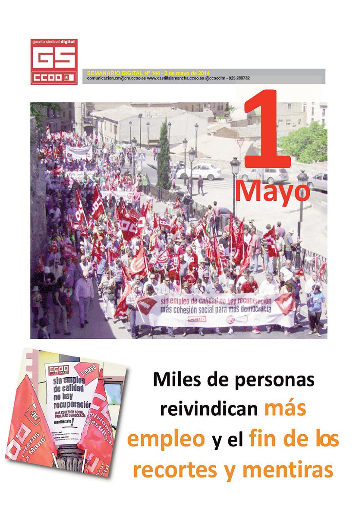 Gaceta Sindical CCOO CLM nº 144, 2 de mayo de 2014