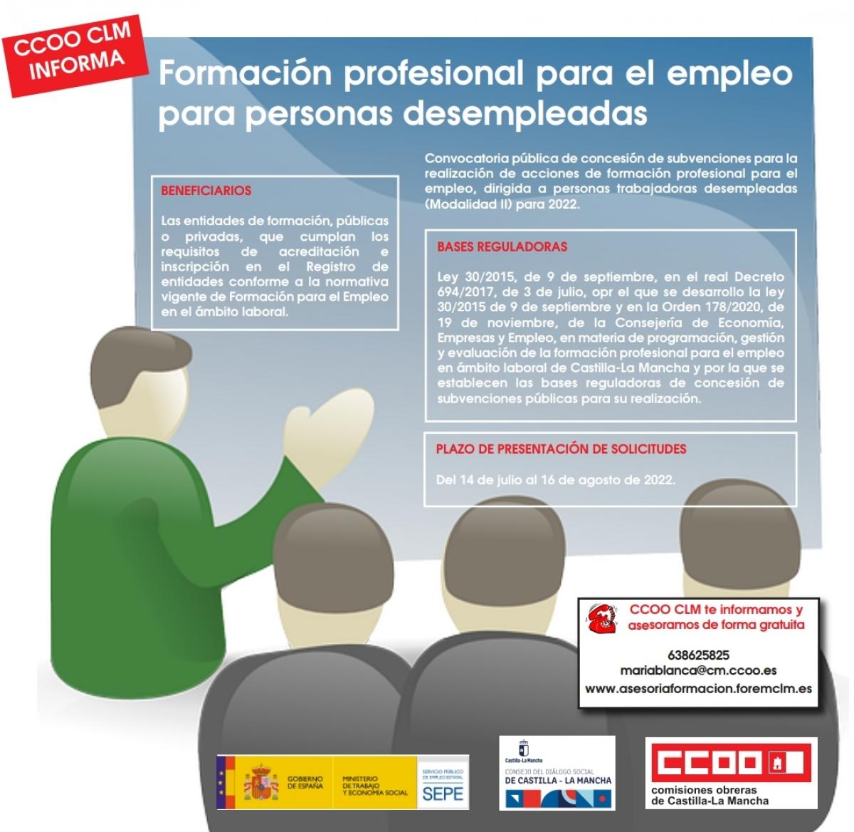Formación profesional para el empleo para personas desempleadas