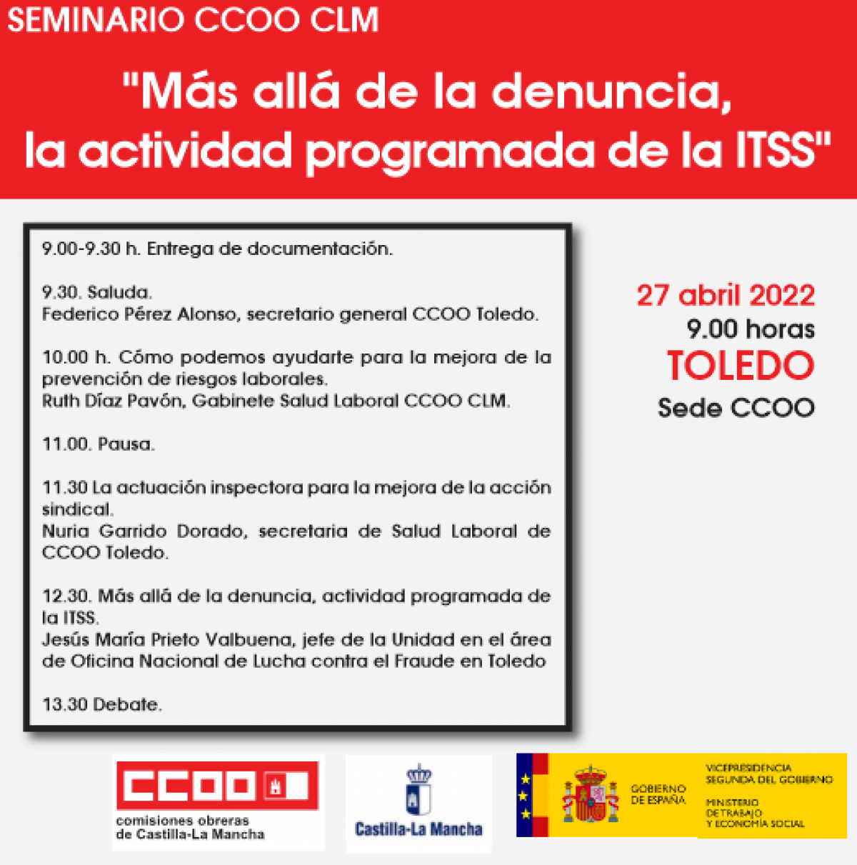 Seminarios "Más allá de la denuncia, actividad programa de la ITSS"