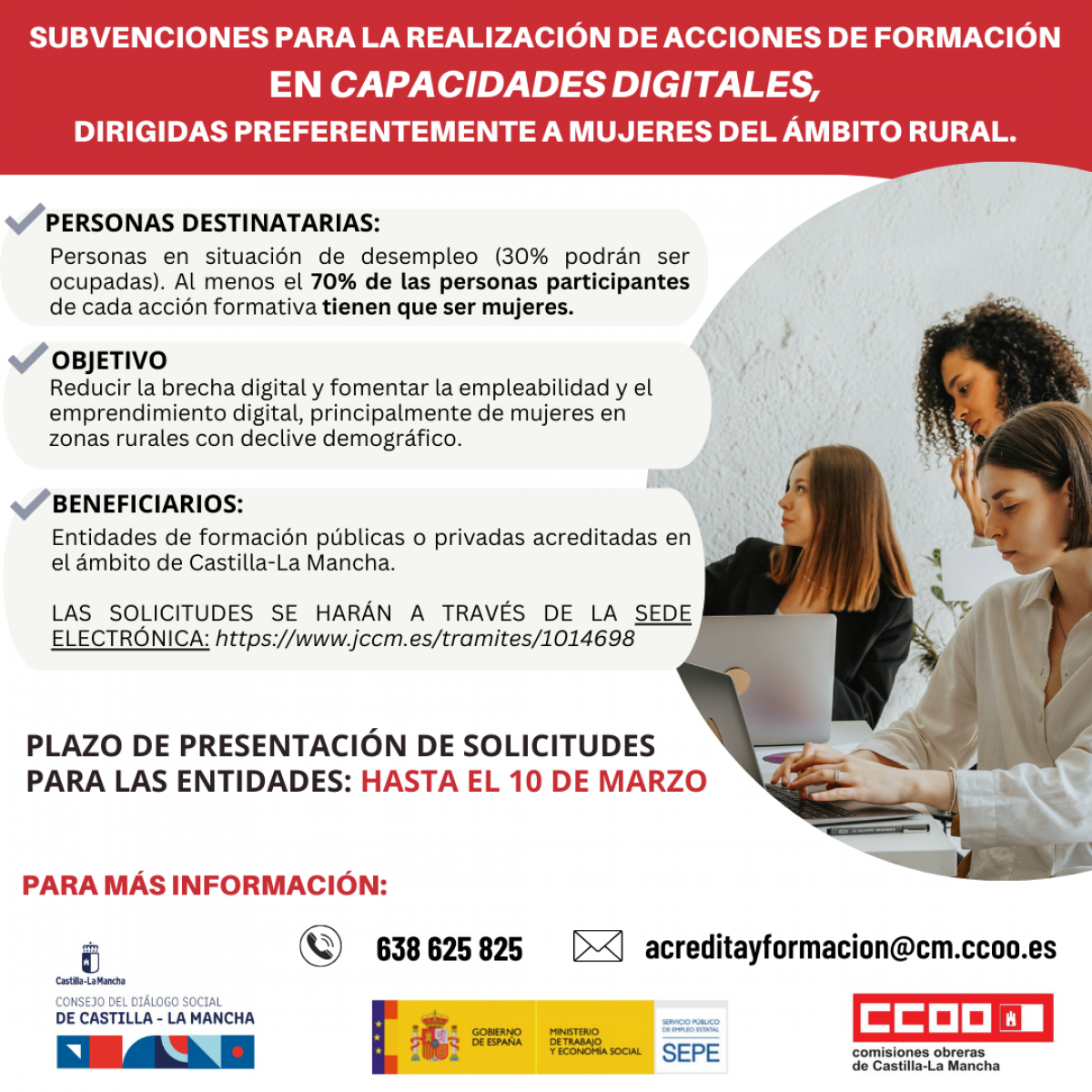 Acciones de formacin en capacidades digitales dirigidas preferentemente a mujeres en el mbito rural