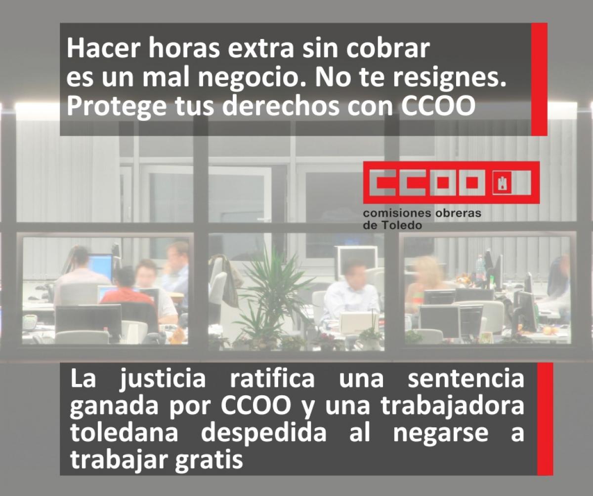 El TSJ-CLM ratifica la sentencia ganada por CCOO por el despido de una trabajadora