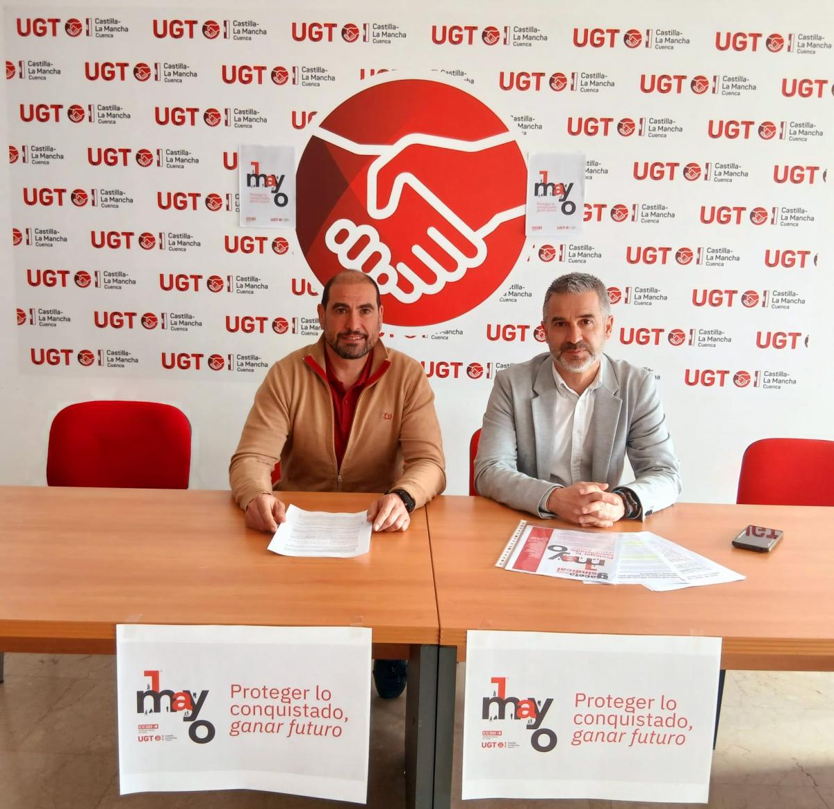 Foto de la rueda de prensa del 1 de Mayo en Cuenca