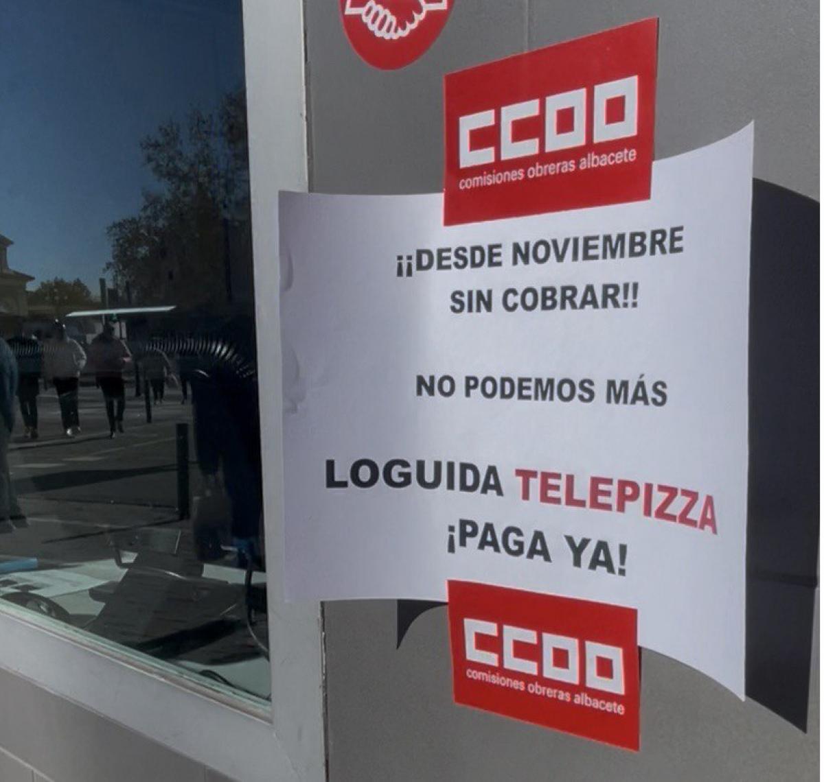 Nueva convocatoria de huelga en Telepizza Albacete para el 3 de febrero