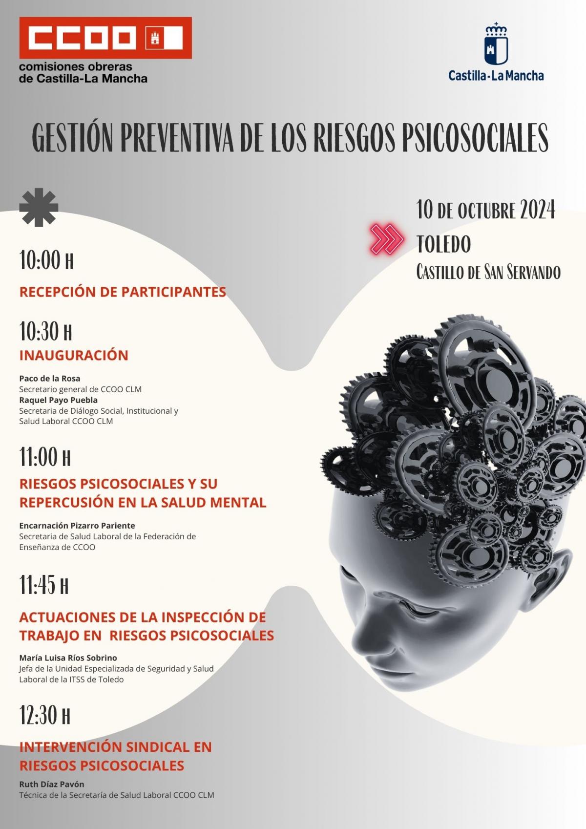 Programa de la jornada de CCOO CLM sobre gestin preventiva de riesgos psicosociales