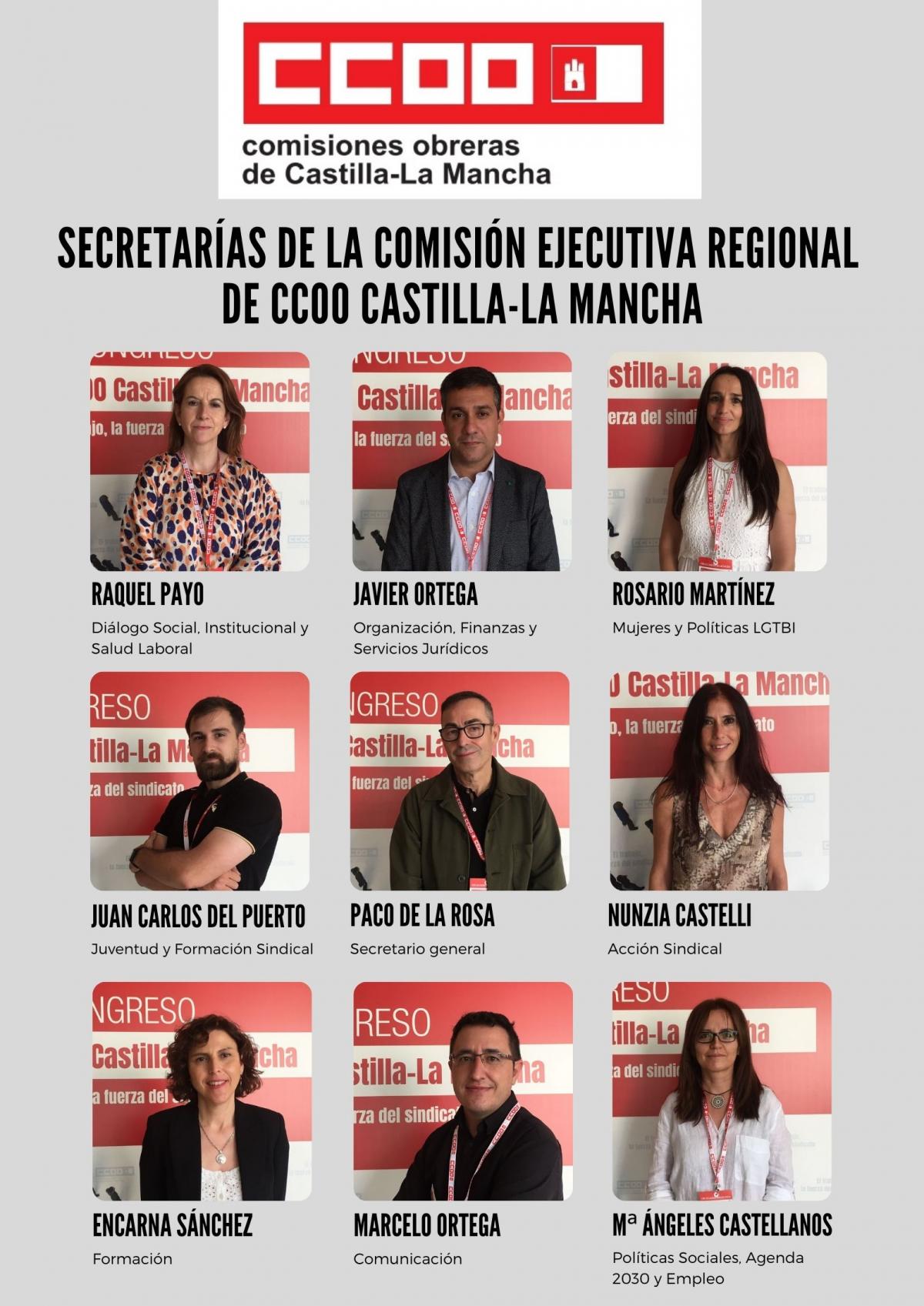 Comisión Ejecutiva de Comisiones Obreras Castilla-La Mancha tras el X Congreso regional