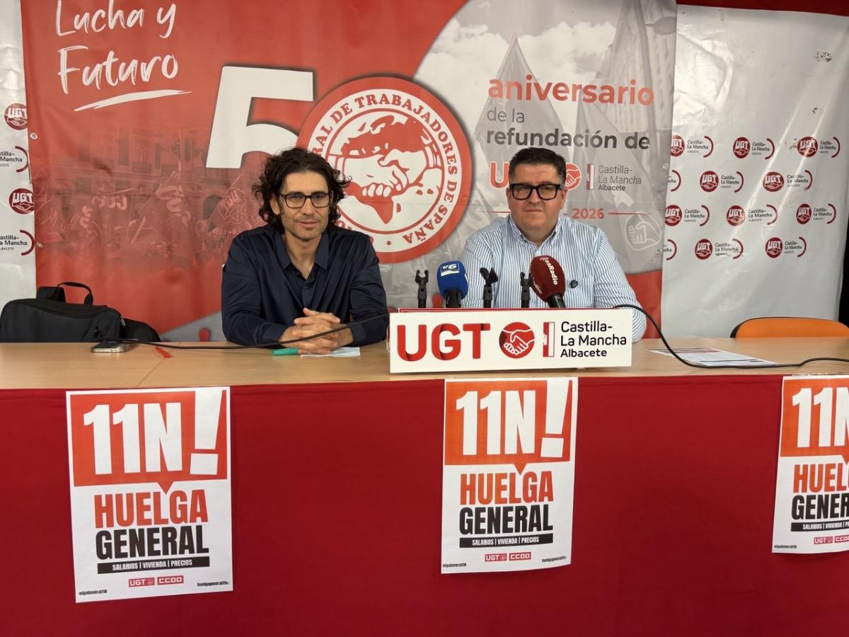 Rueda de prensa informando de la huelga general del 11N