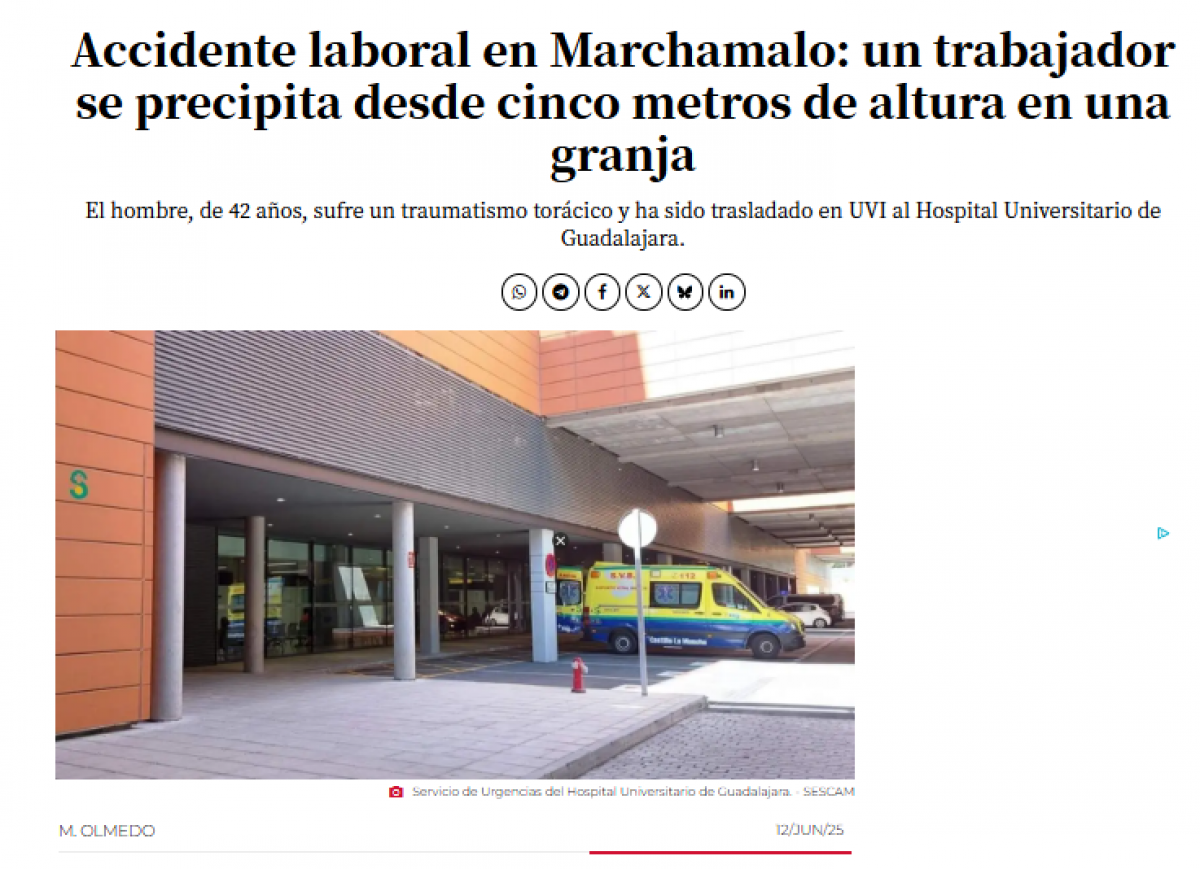 Noticia de uno de los accidentes de esta semana