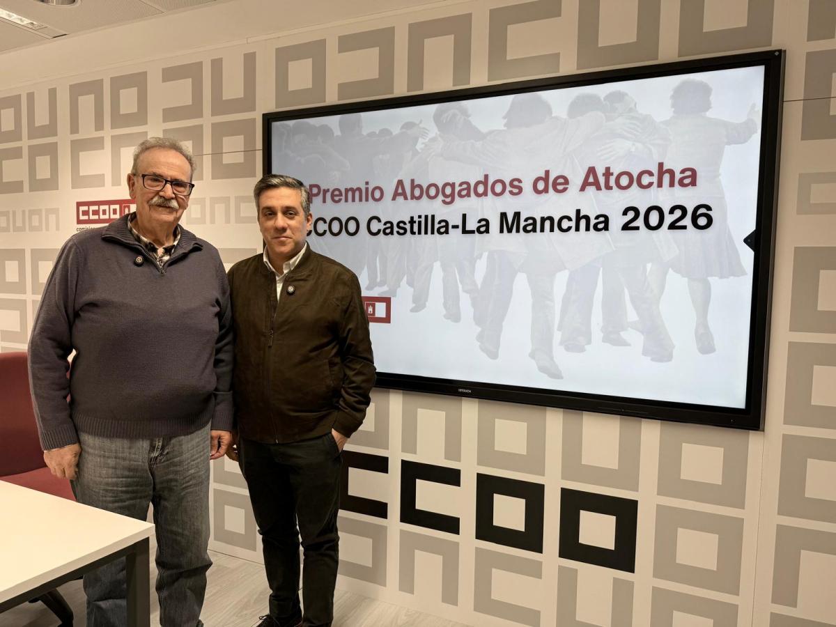 Antonio Arrogante y Javier Ortega anuncian el fallo del Premio Abogados Atocha CCOO CLM 2026