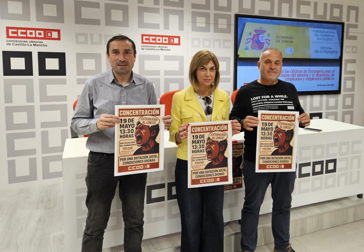 Csar Prez, Carmen Juste y Enrique Clavero, en la rueda de prensa celebrada en Toledo